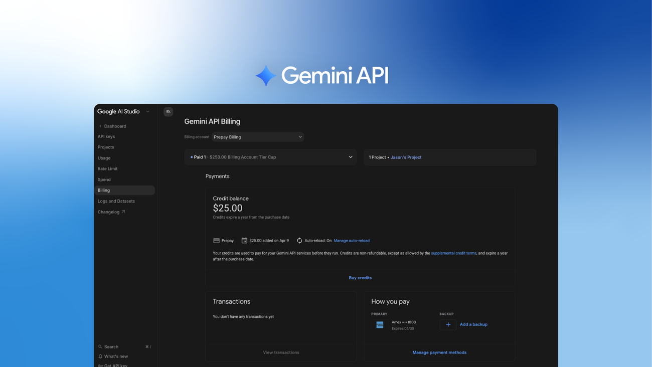 facturación prepago para Gemini API