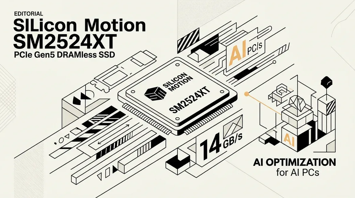 controlador SSD SM2524XT PCIe Gen5 DRAMless